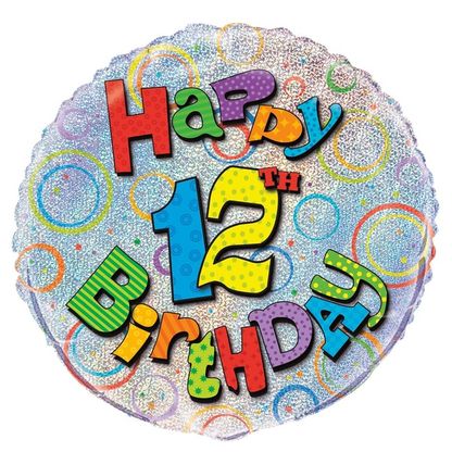 Fóliový balón 12 Happy Birthday 45cm
