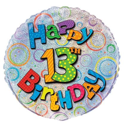 Fóliový balón 13 Happy Birthday 45cm