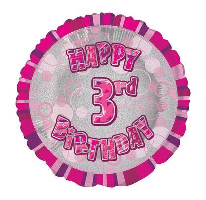 Fóliový balón 3 Happy Birthday ružový 45cm