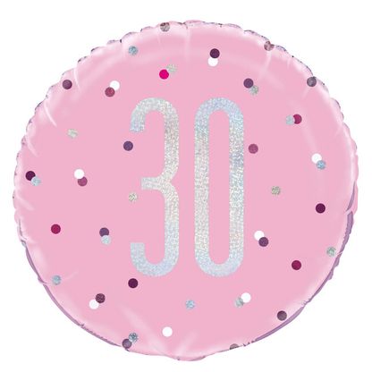 Fóliový balón 30 Birthday ružový 45cm