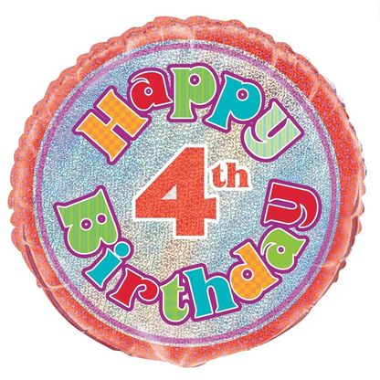 Fóliový balón 4 Happy Birthday 45cm