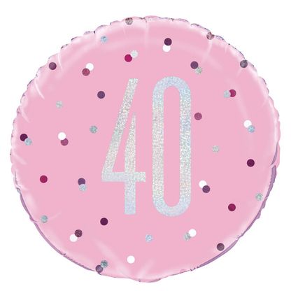 Fóliový balón 40 Birthday ružový 45cm