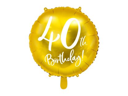 Fóliový balón 40th Birthday zlatý 45cm