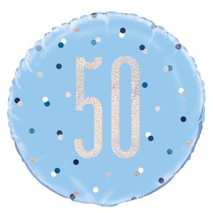 Fóliový balón 50 Birthday modrý 45cm