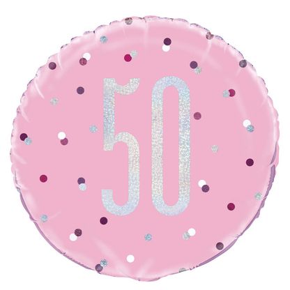 Fóliový balón 50 Birthday ružový 45cm