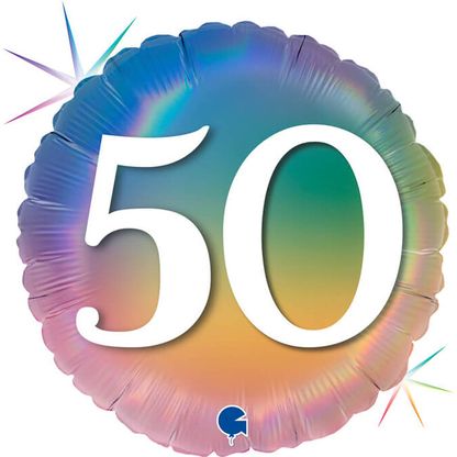 Fóliový balón 50 narodeniny dúhový 46cm