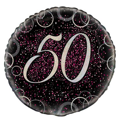 Fóliový balón 50 Pink Birthday Prism 45cm