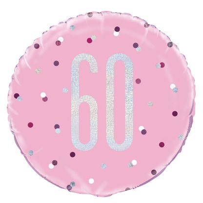 Fóliový balón 60 Birthday ružový 45cm
