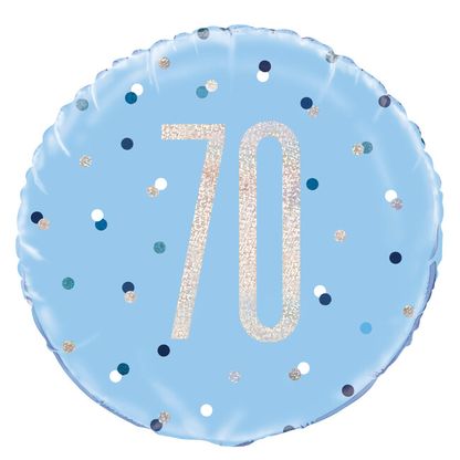 Fóliový balón 70 Birthday modrý 45cm