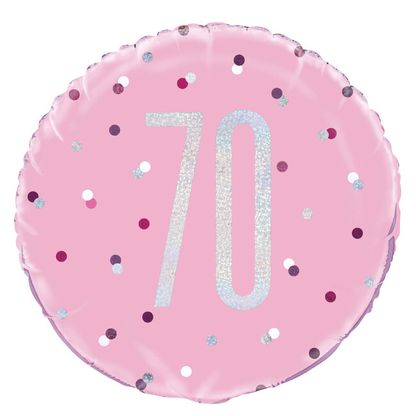 Fóliový balón 70 Birthday ružový 45cm