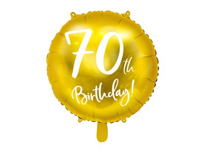 Fóliový balón 70th Birthday zlatý 45cm