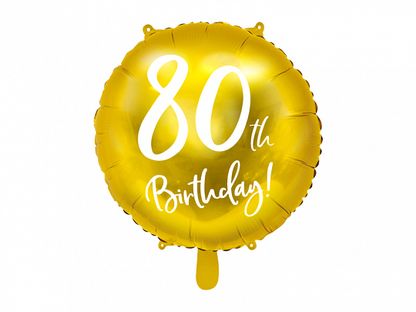 Fóliový balón 80th Birthday zlatý 45cm