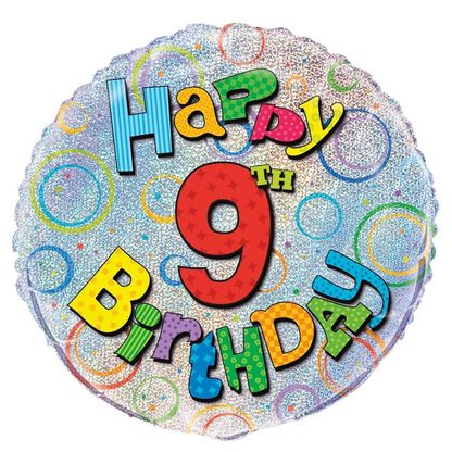 Fóliový balón 9 Happy Birthday 45cm