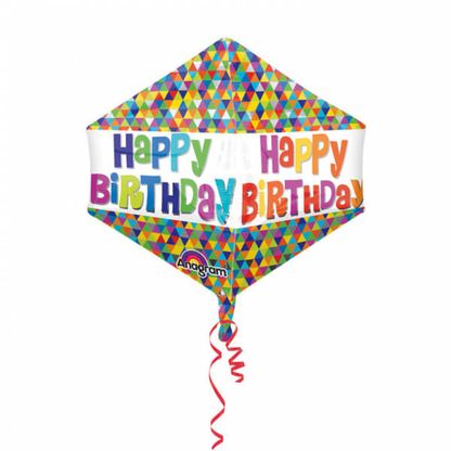 Fóliový balón Happy Birthday kosoštvorec 43x53cm