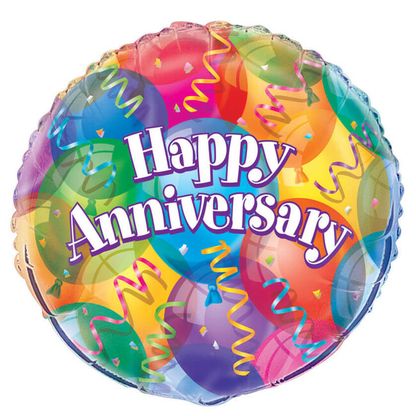 Fóliový balón Happy Anniversary farebný 45cm