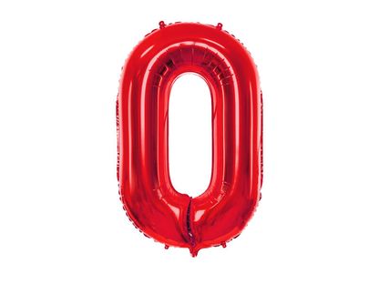 Fóliový balón číslo 0 červený 86cm