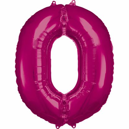 Fóliový balón číslo 0 ružový 86cm