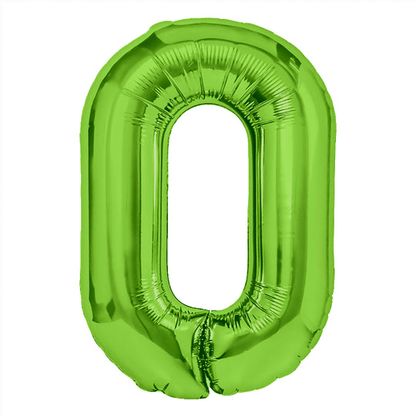 Fóliový balón číslo 0 zelený 100cm