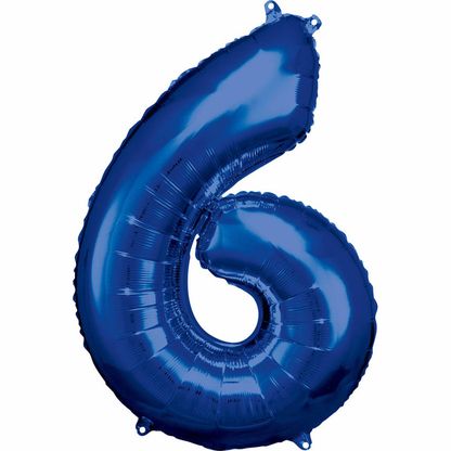 Fóliový balón Číslo 6 modrý 83cm