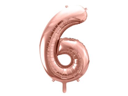 Fóliový balón Číslo 6 ružovo zlatý 86cm