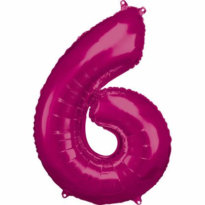 Fóliový balón číslo 6 ružový 86cm