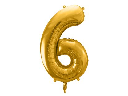 Fóliový balón Číslo 6 zlatý 86cm