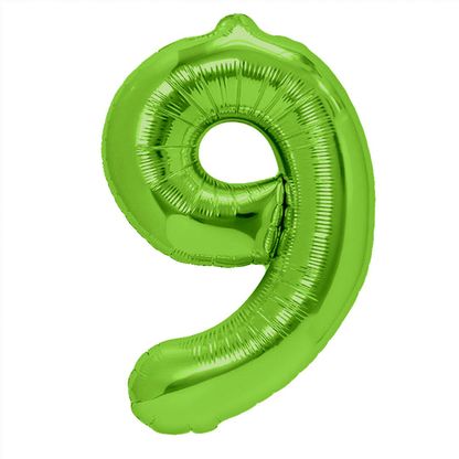 Fóliový balón číslo 9 zelený 100cm