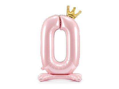 Fóliový balón číslo 0 ružový so stojanom 84cm