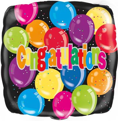 Fóliový balón Congratulations farebný 45cm