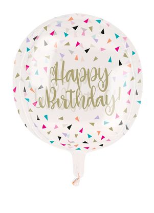 Fóliový balón guľa Happy Birthday transparentný 38cm