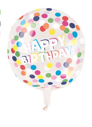 Fóliový balón guľatý Happy Birthday bodkovaný 38cm