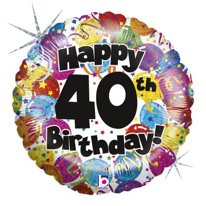 Fóliový balón Happy 40th Birthday 46cm