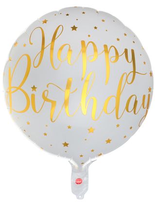 Fóliový balón Happy Birthday bielo-zlatý 45cm