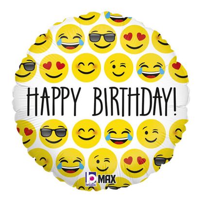 Fóliový balón Happy Birthday Emoji 45cm