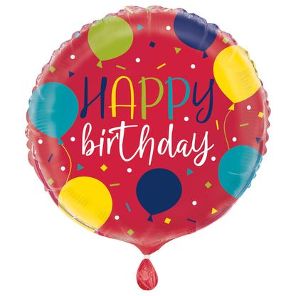 Fóliový balón Happy Birthday farebné balóniky 45cm