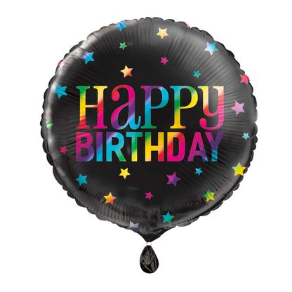 Fóliový balón Happy Birthday farebné hviezdy 45cm