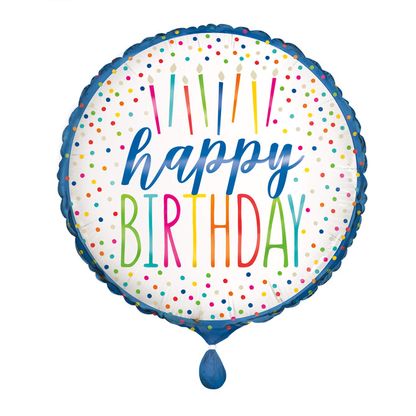 Fóliový balón Happy Birthday farebné sviečky 45cm