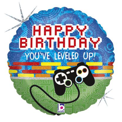 Fóliový balón Happy Birthday Level Up 46cm