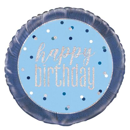 Fóliový balón Happy Birthday modrý 45cm