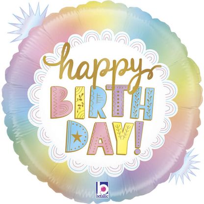 Fóliový balón Happy Birthday pastelový 46cm