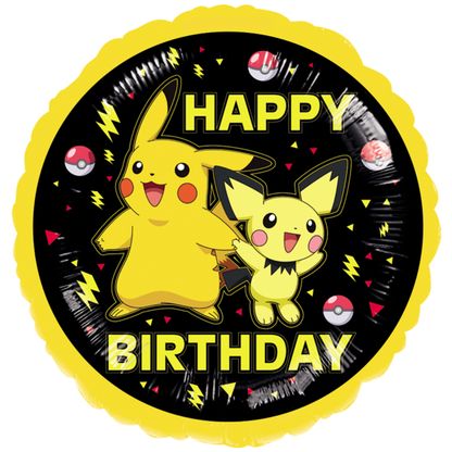Fóliový balón Happy Birthday Pokemon Pikachu a Pikchu 43cm