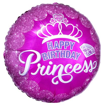 Fóliový balón Happy Birthday Princess ružový 45cm