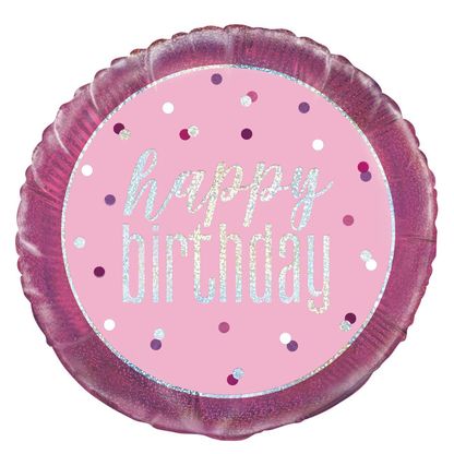 Fóliový balón Happy Birthday ružový 45cm