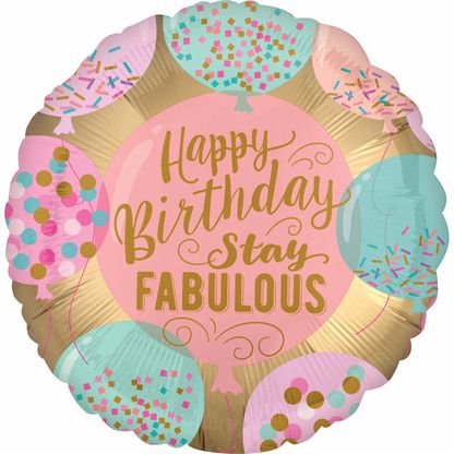 Fóliový balón Happy Birthday Stay Fabulous 45cm