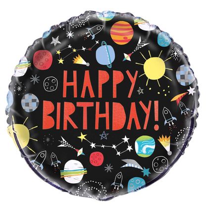 Fóliový balón Happy Birthday Planéty 45cm