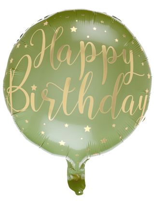 Fóliový balón Happy Birthday zeleno-zlatý 45cm