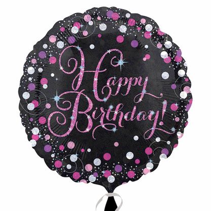 Fóliový balón Happy Birthday Pink Diamonds 43cm