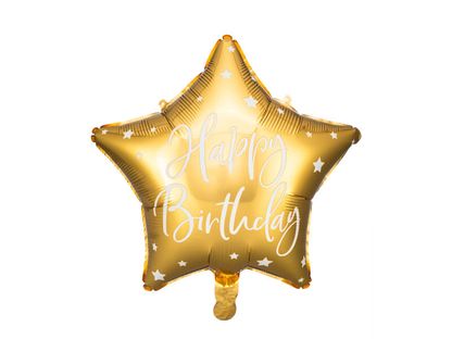 Fóliový balón Hviezda Happy Birthday zlatý 40cm