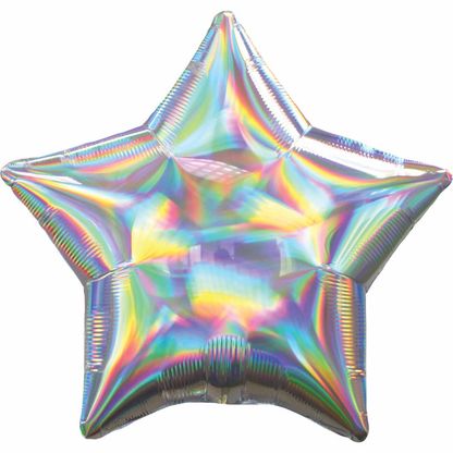 Fóliový balón hviezda holografický strieborný 45cm