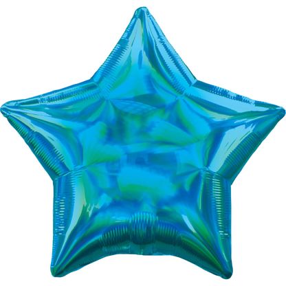 Fóliový balón hviezda holografický tyrkysový 43cm